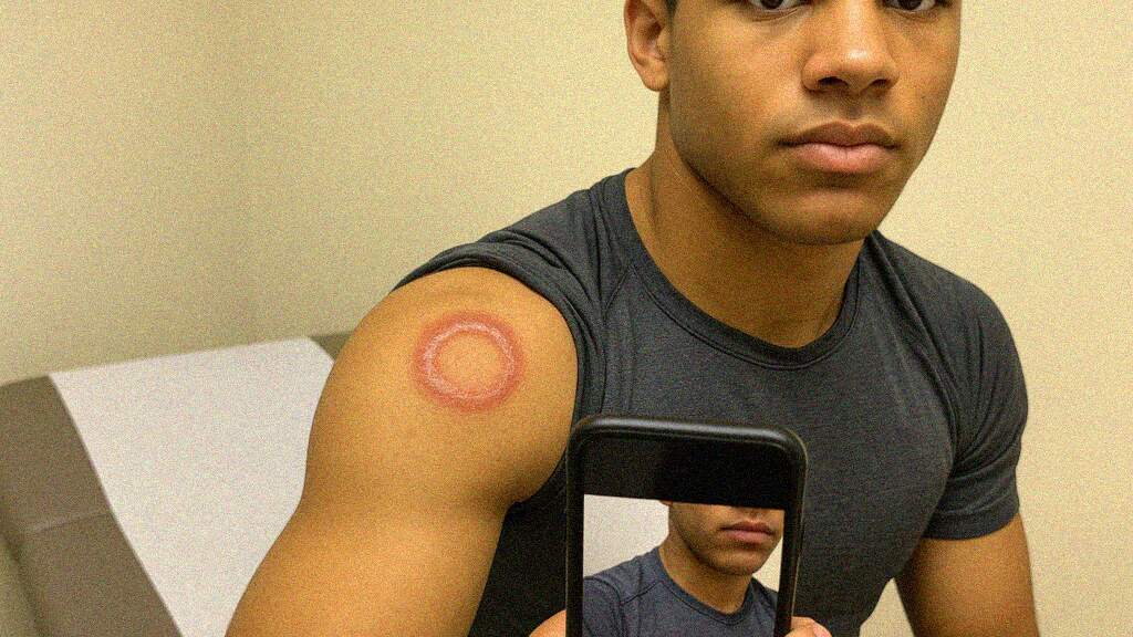 Annular Scaly Plaque on the Shoulder of a High School Wrestler | Tinea ...